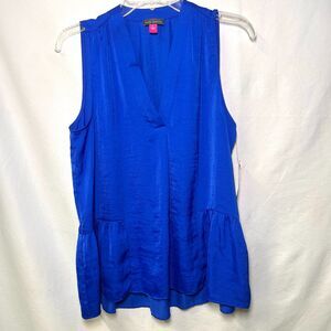 NWT Vince Camuto Blue Peplum Sleeveless Top Size Small Boho Romantic